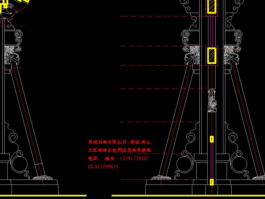cad石牌坊图纸样式