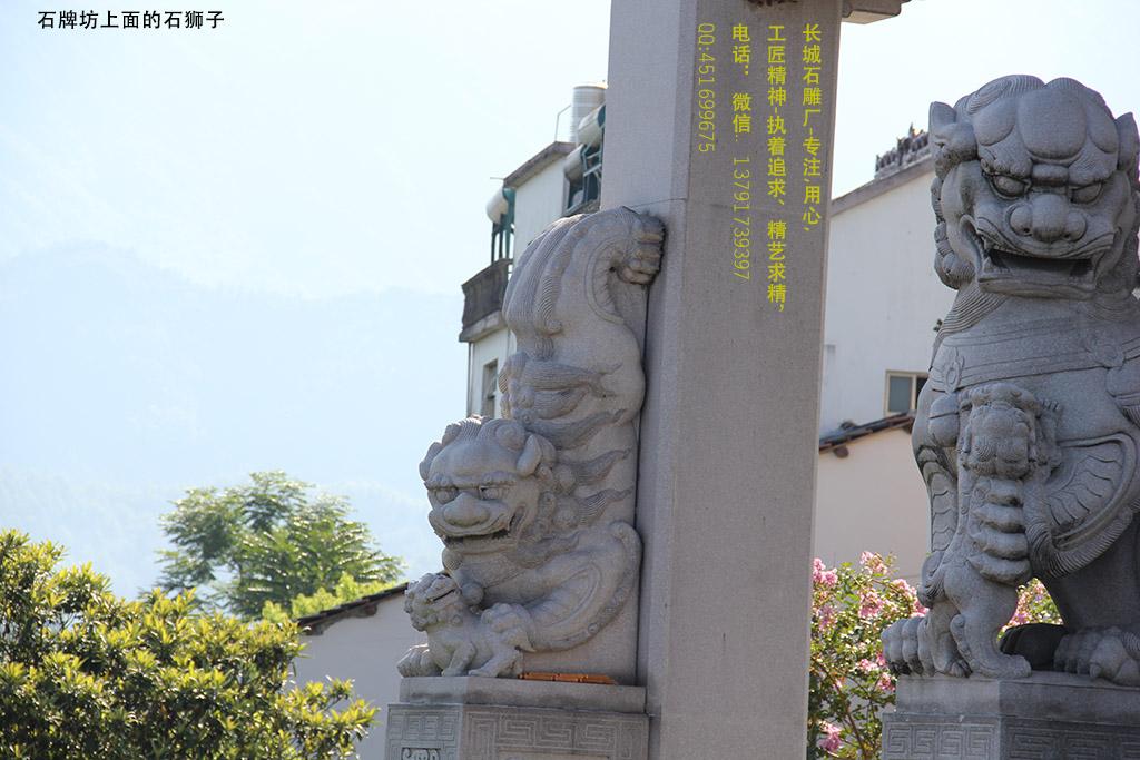 九华山牌坊抱鼓石上的石狮子